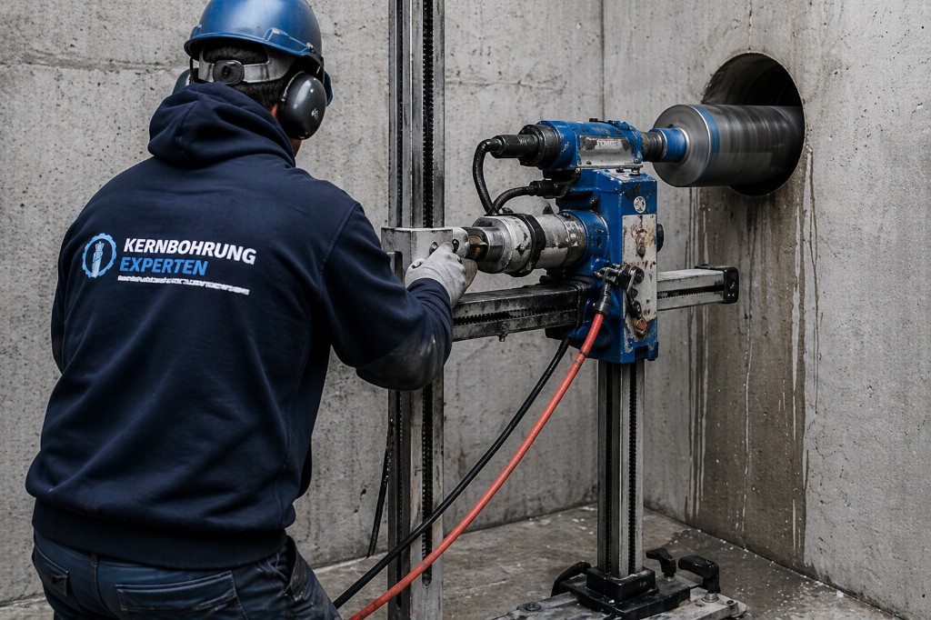 Kernbohrung Experten im Einsatz: Bohrgerät bei Kernbohrung in Betonwand